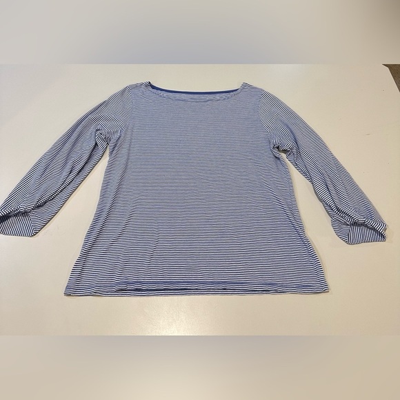 Talbots Blue Striped 3/4 Sleeve Women's Top Size Medium - Picture 1 of 7